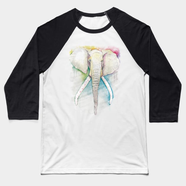 Elephant Watercolor Baseball T-Shirt by jhonyvelasco